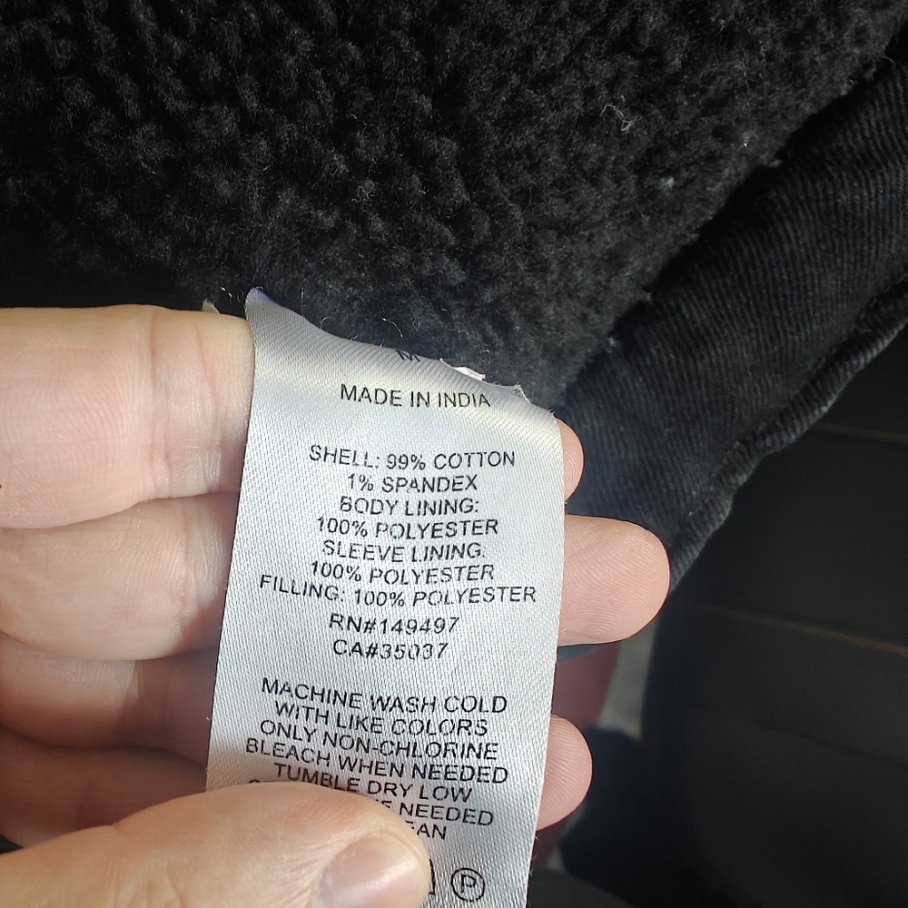 Men's Joe's Jeans Black Denim Shearling Jacket - Picture 4 of 7